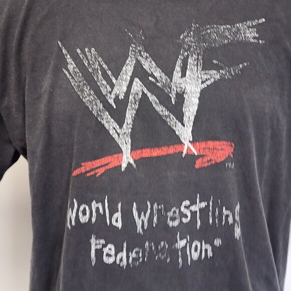 True Vintage 90s/00s XL WWF World Wrestling Federation Faded Black Logo Shirt - Picture 3 of 8